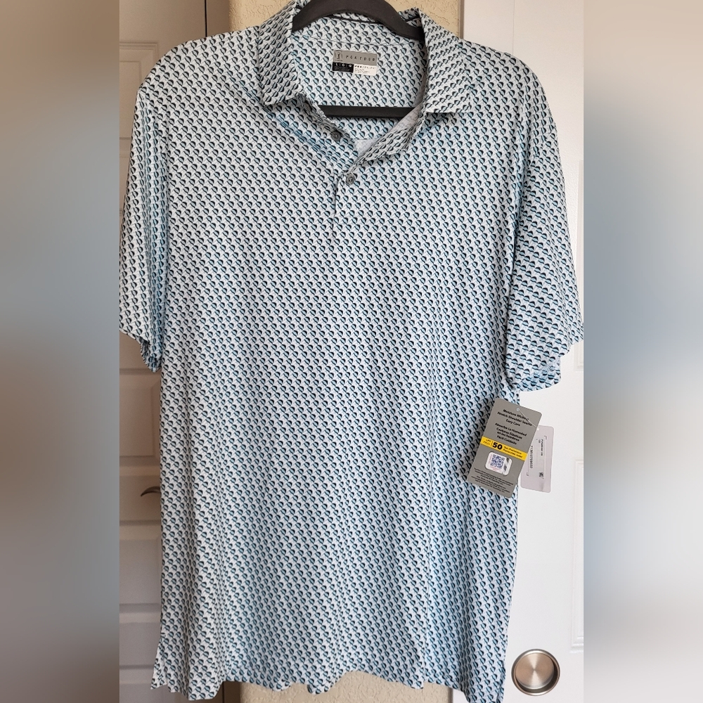 PGA Tour Men's Pri Series Polo with Auqua Design Size Large